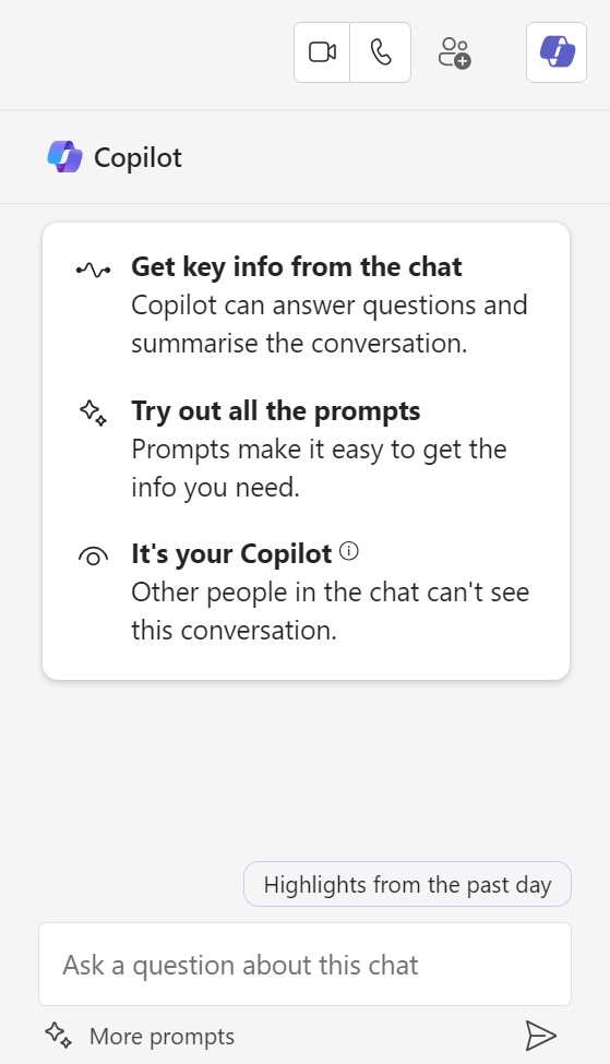 Kuva Microsoft 365 Copilotin käyttöliittymästä Microsoft Teams sovelluksessa