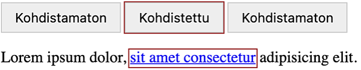 Esimerkki yhden pikselin levyisestä reunuksesta kohdistetun elementin ympärillä.